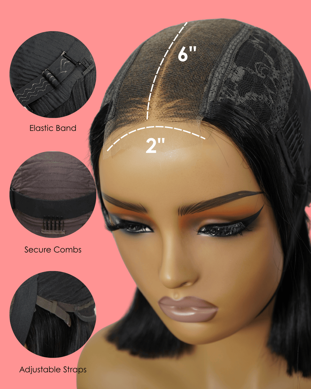 2x6 Pre Cut Double Drawn Vietnamese Lace Wig Straight 8 Inch