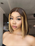 Peruvian 13x4 Lace Frontal Wig Straight Col 427 Streaked 12 Inch