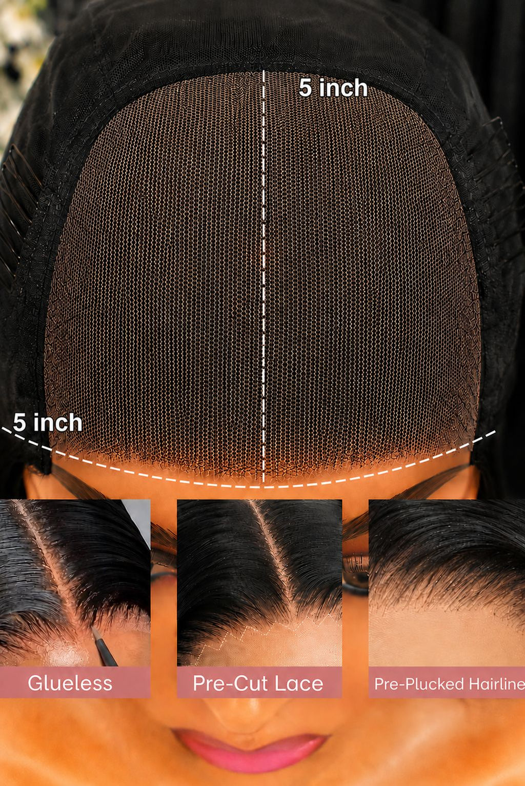 Pre Cut Peruvian 5x5 Lace Frontal Wig Water Curl Col 4 14 Inch